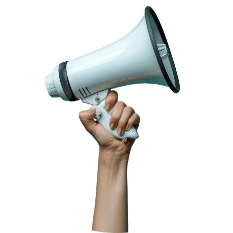 person holding megaphone